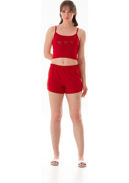 Kalp Baskılı Askılı Şortlu Takım fiyatları
