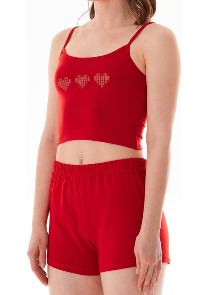 Kalp Baskılı Askılı Şortlu Takım indirimleri