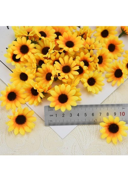 48 Adet Yapay Lüx Papatya Kafası (4 cm )_ Dekoratif Ayçiçeği Gelin Buketi Saksısız Mini Yaprak Yıldız