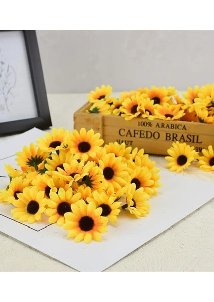 48 Adet Yapay Lüx Papatya Kafası (4 cm )_ Dekoratif Ayçiçeği Gelin Buketi Saksısız Mini Yaprak Yıldız fiyatları
