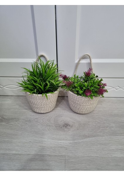 Sepet Mini Dekoratif 2'li Çiçeklik 12 x 10 cm
