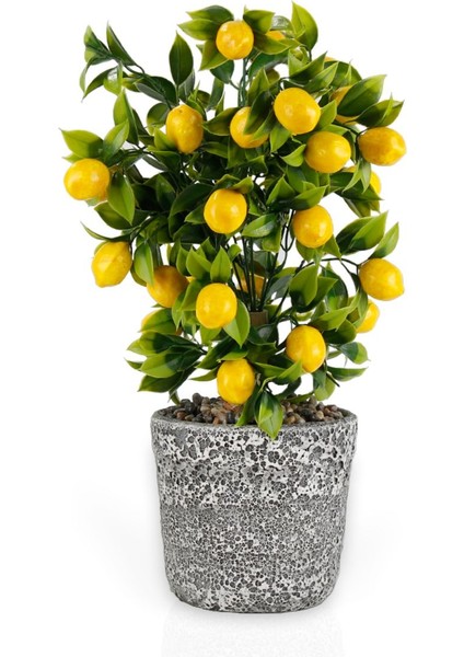 Porselen Saksıda Yapay Limon Ağacı