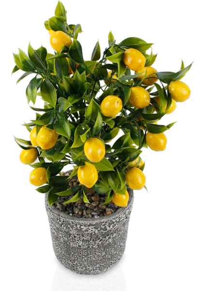 Porselen Saksıda Yapay Limon Ağacı