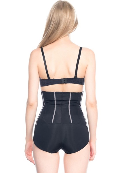 Si̇yah Mi 2886 Yüksek Bel Tül Slip Lazer Korse Yeni
