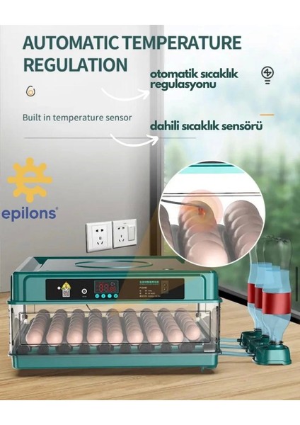 Fırsat Byr Kuluçka Makinesi 130 Tavuk Yumurtalı Extra Yedek Motorlu Incubator Yeni