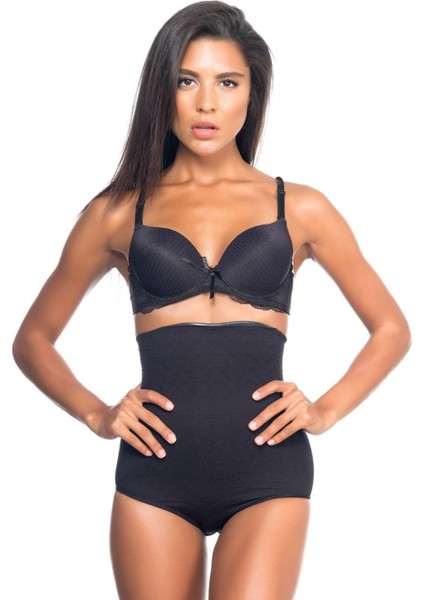 Si̇yah Mi 2079 Yüksek Bel Desenli Double Slip Korse Yeni