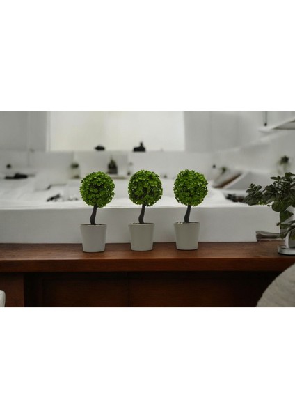 Mini Saksılı Taşlı Yapay Ağaç (3 Adet)