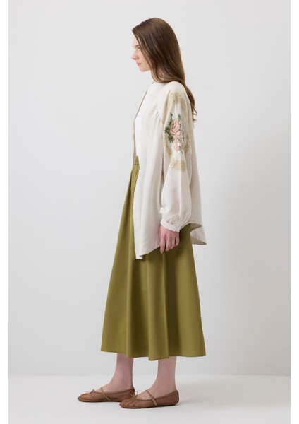 Keten Dokulu Nakışlı Kimono fırsatları