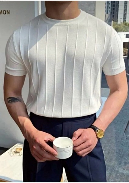 Erkek Bisiklet Yaka Örme Triko T-Shirt modelleri