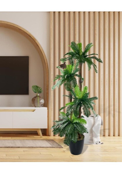 Yapay Ağaç Sıkas Palmiye 4katlı 84YAPRAK 150 cm Salon Çiçeği Yapay Çiçek