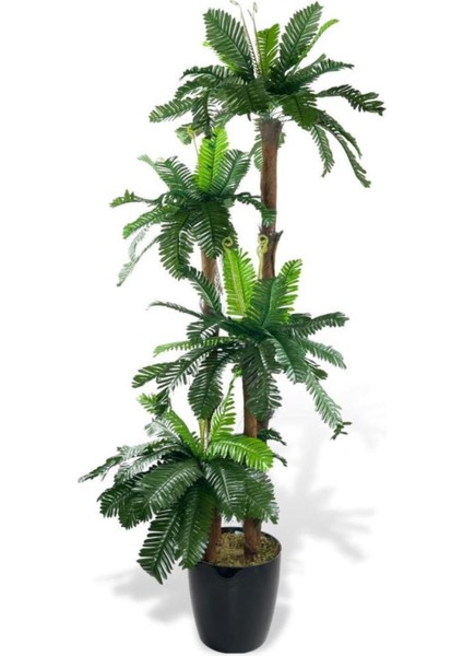 Yapay Ağaç Sıkas Palmiye 4katlı 84YAPRAK 150 cm Salon Çiçeği Yapay Çiçek