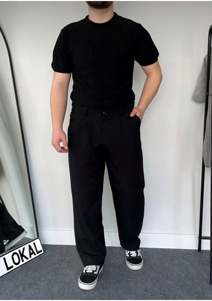 Erkek Bisiklet Yaka Örme Triko T-Shirt