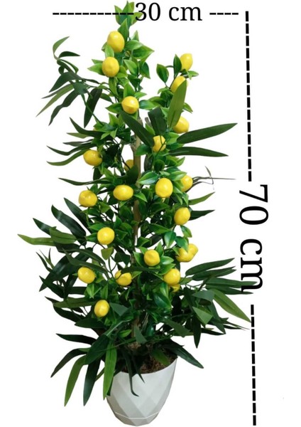 Limon Ağacı 70 cm Beyaz Saksıda Yoğun Yapraklı Yapay Ağaç