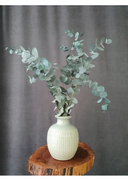Kuru Çiçek Şoklanmış Okaliptus Demeti Mavi (50 cm )