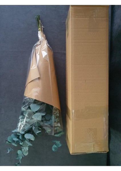 Kuru Çiçek Şoklanmış Okaliptus Demeti Mavi (50 cm )