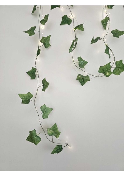 Dekoratif Yeşil Yapraklı Yapay Sarmaşık ve 3 Metre Peri LED Gün Işığı