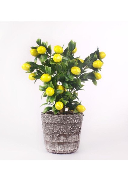 Limon Ağacı Seramik Saksıda Yapay Çiçek