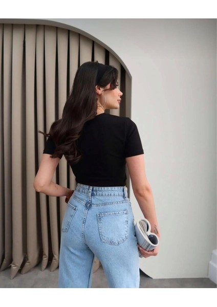 Teedy Bear Nakışlı Crop T-Shirt