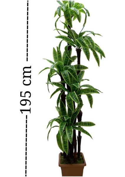 Yukka Dracenea Palmiye 195 cm 90 Yaprak Büyük Boy Ev ve Ofis Için Yapay Ağaç