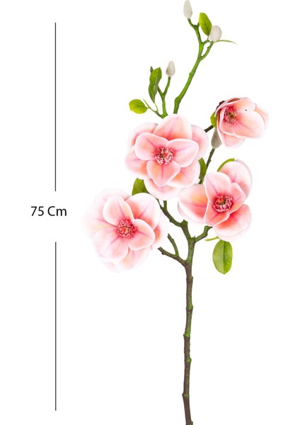 Yapay Çiçek Manolya Dal Pembe 75 cm .