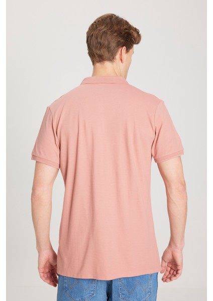 %100 Pamuk Regular Fit Normal Kesim Açık Pembe Polo Yaka Tişört