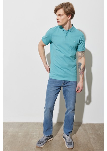 %100 Pamuk Regular Fit Normal Kesim Mint Yeşili Polo Yaka Tişört fırsatları