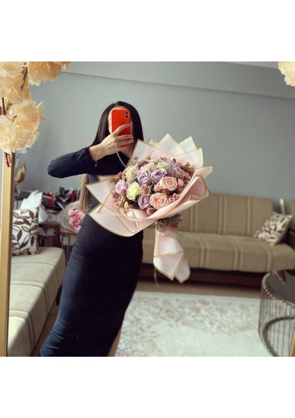 Isteme Çiçeği Söz Çiçeği Kız Isteme Sevgiliye Hediye Yapay Çiçek Lila Pudra Gül modelleri