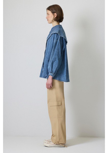 Taş Işlemeli Denim Ceket
