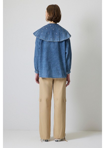 Taş Işlemeli Denim Ceket