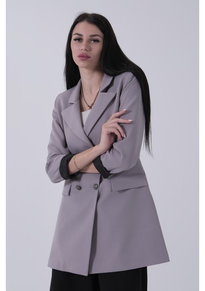 Gri Astarlı Düğme Kapamalı Blazer Ceket 0105123.06 modelleri