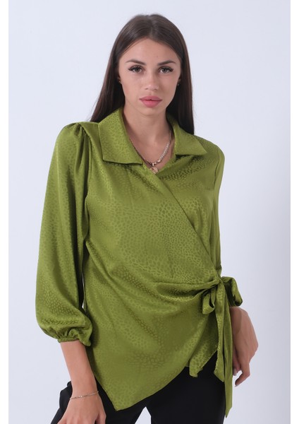 Yeşil Yandan Bağlama Detaylı Bluz Gömlek 41620075.07 fiyatları