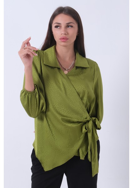 Yeşil Yandan Bağlama Detaylı Bluz Gömlek 41620075.07 modelleri