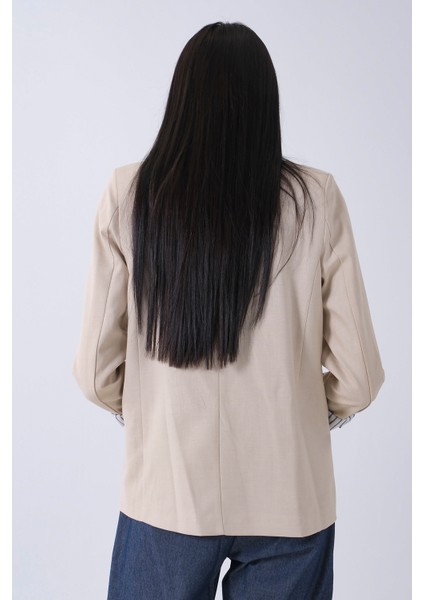 Bej Kol Katlama Aksesuarlı Çizgili Ceket 41670043.55 indirimleri