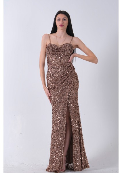 Bakır Drapeli Parlak Pul Payetli Askılı Abiye 9705539.231 fiyatları