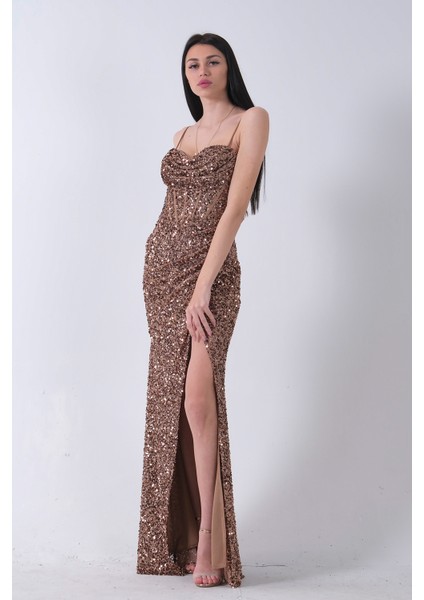 Bakır Drapeli Parlak Pul Payetli Askılı Abiye 9705539.231 indirimleri