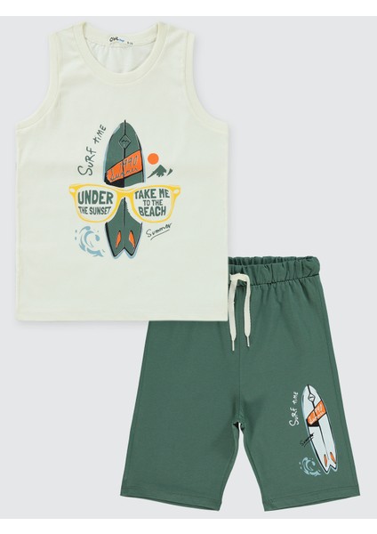 Erkek Çocuk Pijama Takımı 6-9 Yaş Ekru