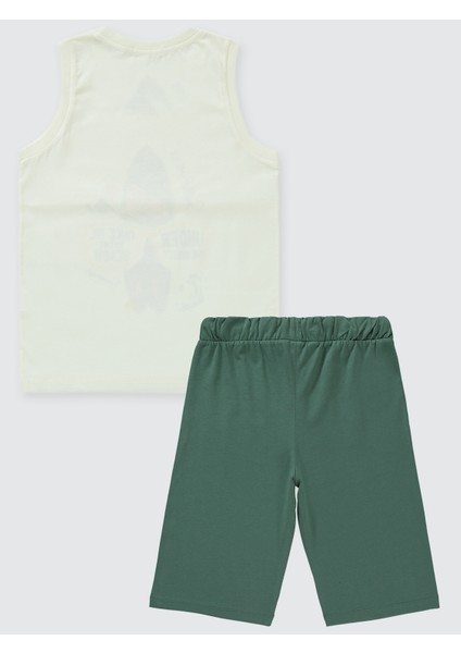 Erkek Çocuk Pijama Takımı 6-9 Yaş Ekru