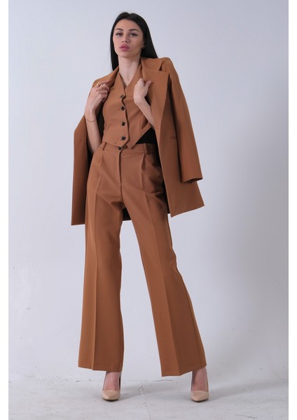 Camel Ceket-Yelek Pantolonlu 3'lü Takım Elbise 0106324.09