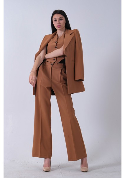 Camel Ceket-Yelek Pantolonlu 3'lü Takım Elbise 0106324.09 fırsatları