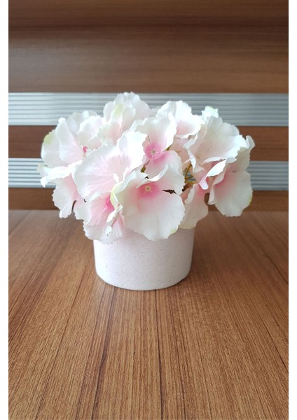 Beton Saksıda Yapay Ortanca Masa Çiçeği Açık Pembe Anne fiyatları