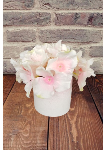 Beton Saksıda Yapay Ortanca Masa Çiçeği Açık Pembe Anne fırsatları