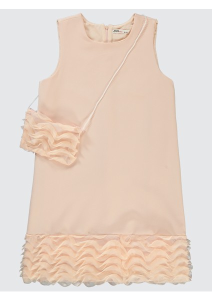 Kız Çocuk Elbise 10-13 Yaş Pudra