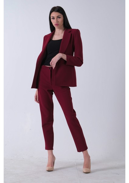 Bordo Klasik Yaka Ceketli Takım 0106309.04