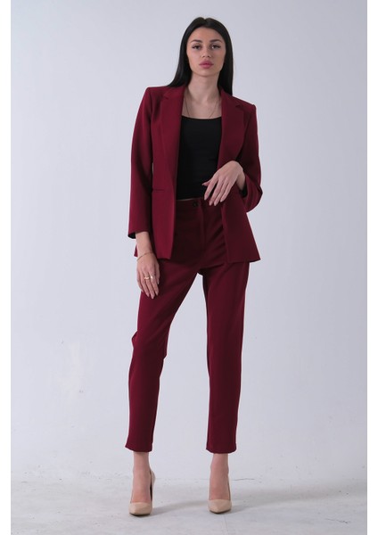 Bordo Klasik Yaka Ceketli Takım 0106309.04