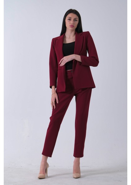 Bordo Klasik Yaka Ceketli Takım 0106309.04