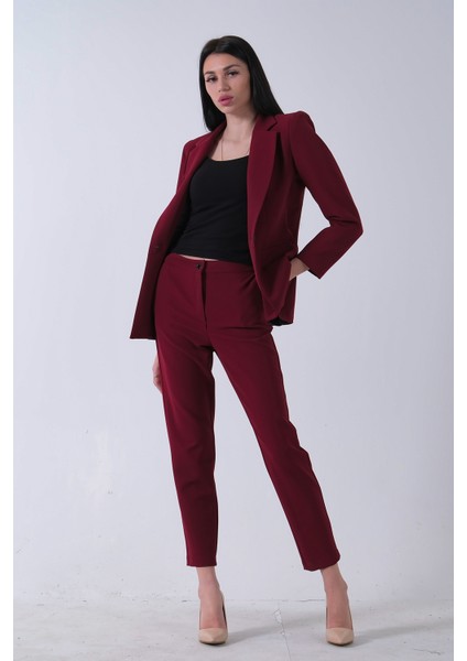 Bordo Klasik Yaka Ceketli Takım 0106309.04