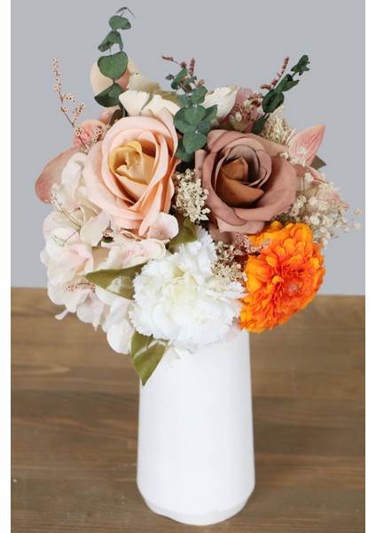 Beyaz Lüks Vazoda Yapay Çiçek Tanzimi 36 cm Sirius Beyaz modelleri