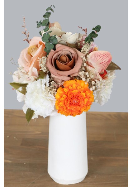 Beyaz Lüks Vazoda Yapay Çiçek Tanzimi 36 cm Sirius Beyaz fırsatları