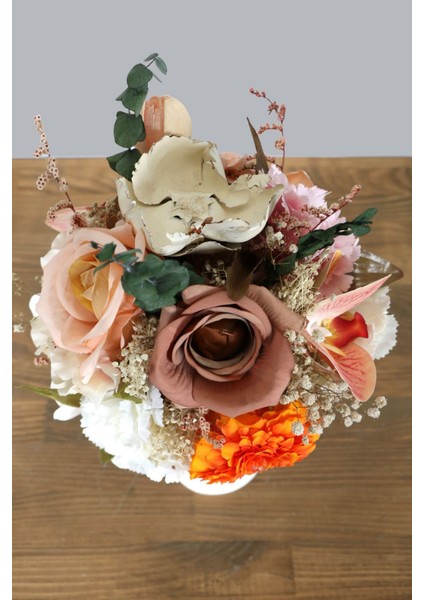 Beyaz Lüks Vazoda Yapay Çiçek Tanzimi 36 cm Sirius Beyaz indirimleri