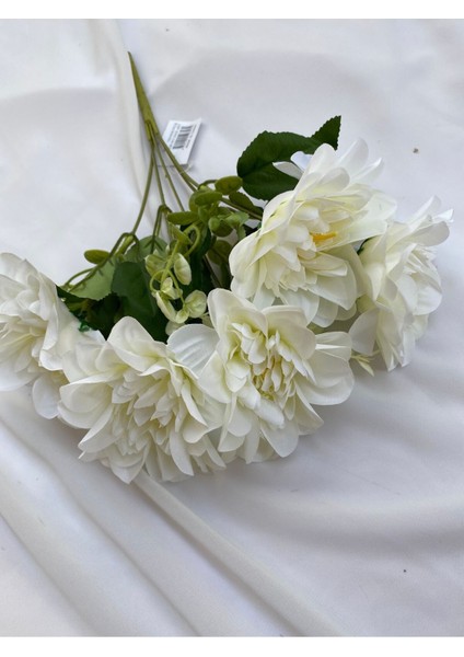 5 Kafalı Krem Yapay Çiçek Küçük Boy Dekor Çiçeği Organizasyon Çiçeği Vazo Çiçeği Ofis Çiçeği